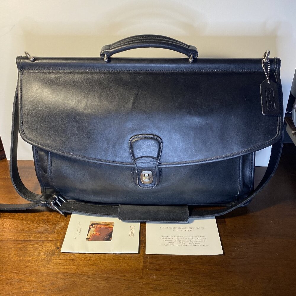 Coach Beekman 5266 Briefcase Messenger Bag Black Leather Vintage 90s
